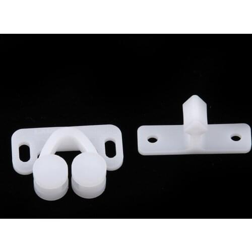 White Plastic Twin Double Ball Roller Catches Cabinet Closet Wardrobe Latch