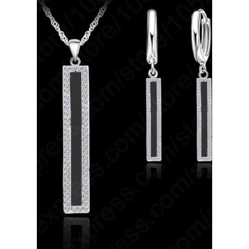 Fast Shipping 925 Sterling Silver Oil Pendant Necklace/Earrings Women Wedding Jewelry Set