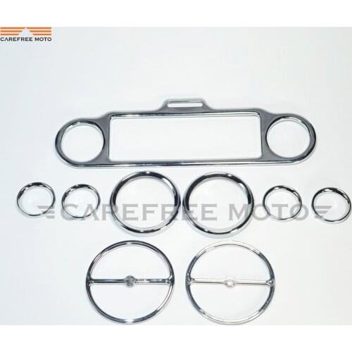 9 Pcs Chrome Motorcycle Stereo Accent Speedometer Speaker Trim Ring Case for Harley Electra Glide