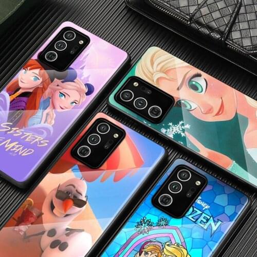 Tempered Glass Cover Frozen Elsa Anna For Samsung Galaxy S20 FE S10e S10 S9 S8 Ultra Plus Lite Plus 5G Phone Case