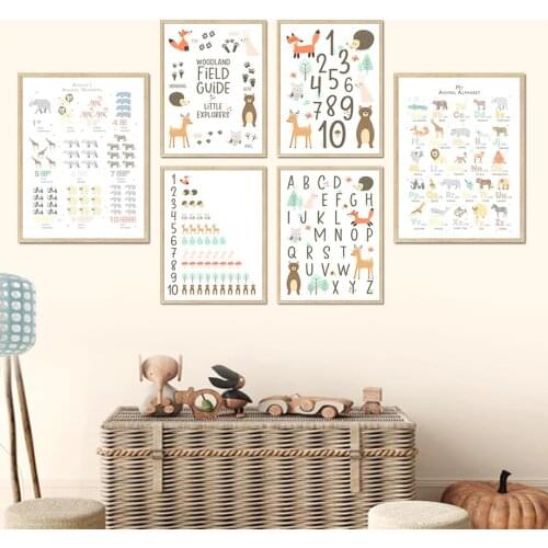 Alphabet Digital Table Cartoon Animal Education Wall Art Canvas Painting Nordic Posters And Prints Wall Pictures Kids Room Decor