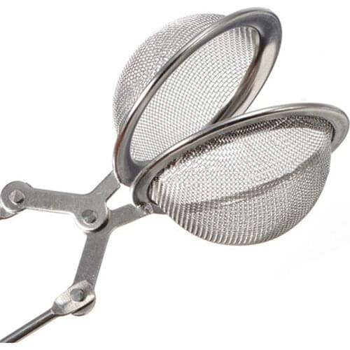 Spoon Tea Leaves Strainer Herb Mesh Ball Infuser Filter Squeeze Strainer Stainless Steel Tea Cup Clip Holder