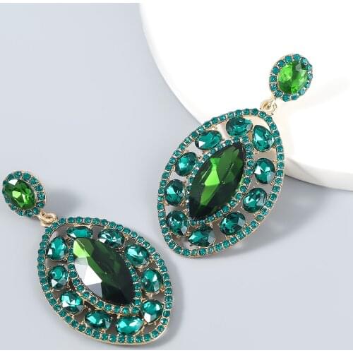 JIJIAWENHUA2021 New Multicolor Rhinestone Pendant Womens Earrings Dinner Party Fashion Statement Jewelry Accessories