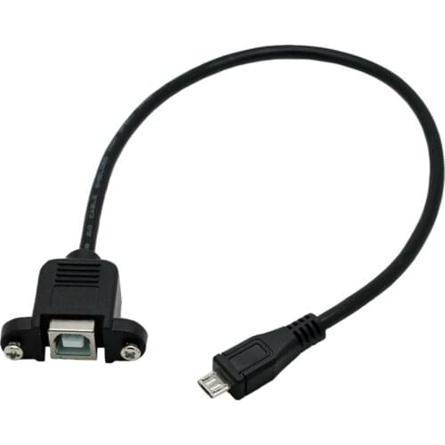 Micro USB to USB 2,0 Type B Female cable extension cable with panel Mount screw hole lock adapter 0,3 M 0,5 M