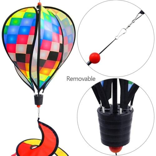 Plaid Rainbow Windsock Hot Air Balloon Wind Spinner Multi-Colored Garden Decor
