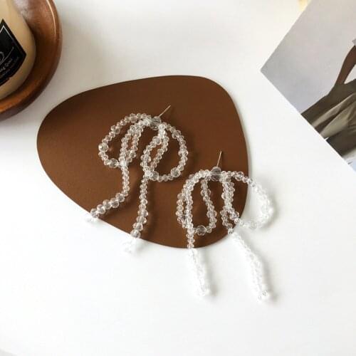 Personality Transparent Beads Bowknot Earrings Contracted Temperament Women Act The Role Ofing Is Tasted