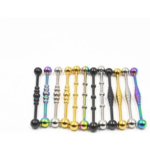 Lot50pcs Free Shippment Surgical Steel 14g Industrial Ear Barbells Scaffold Earring Cartilage body piercing jewelry NEW Mix