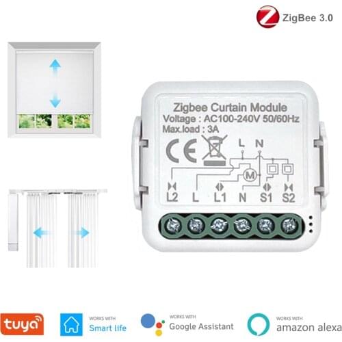 Tuya Zigbee WiFi Curtain Switch Module for Roller Shutter Blind Motor Smart Home Work with Smart Life App Alexa Google Home