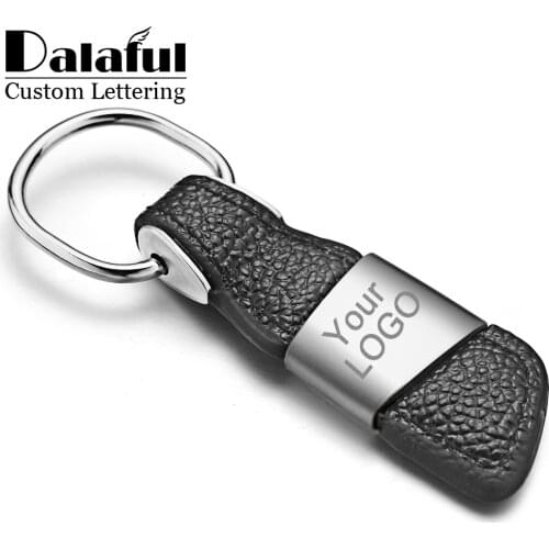 Men Genuine Leather Keyrings Fashion Custom Lettering Keychains Engrave Customized Logo Personalized Gift Key Chain Car K375
