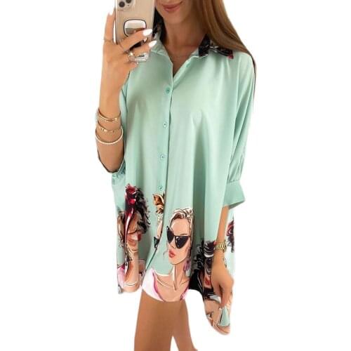 European and American autumn and winter popular womens pleated lantern sleeves buttoned retro dress