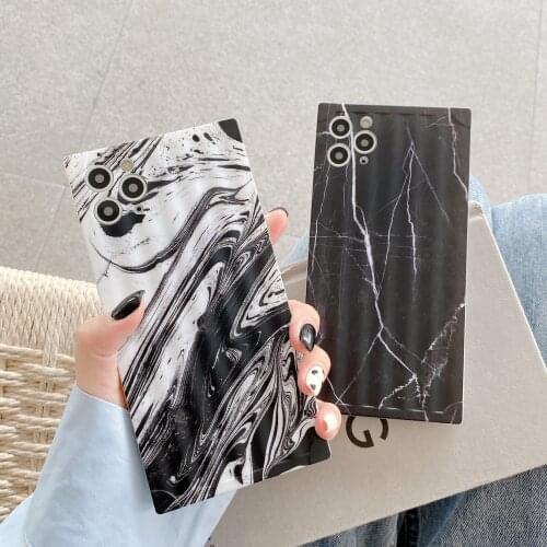 For iPhone 11 Pro Max Case Luxury Marble Stripe Silicone Square Phone Cover for iPhone XR 7 8 Plus 11 XS MAX X Cases Marble Skin