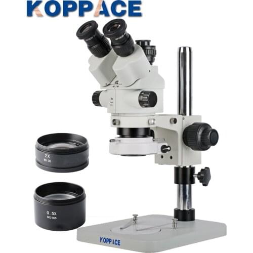 KOPPACE 3.5X-90X Trinocular Stereo Microscope Interface 0.5XCTV With Magnification Locking Function Fine Tuning Accuracy 0.002mm