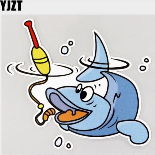 YJZT 13.4CM×12.5CM Bait Fishing Fashion Waterproof Car Sticker PVC Decal 11C-0489