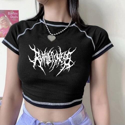 Gothic dark women tshirts Tops harajuku vintage aesthetic gothic graphic punk clothes dropshipping Hip Hop Y2K tops ropa mujer