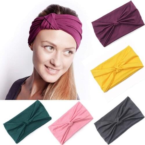Women Twist Bow Wide Headband Solid Cotton Bowknot Headwrap Knot Head Yoga Turban for Ladies Bande De Cheveux Girls Headbands