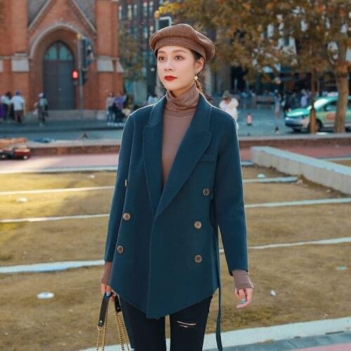 Winter Coat Female Autumn Elegant Ladies Woolen Jacket Women Korean 100% Wool Coat Fashion Manteau Femme Hiver 2020 Overcoat 195