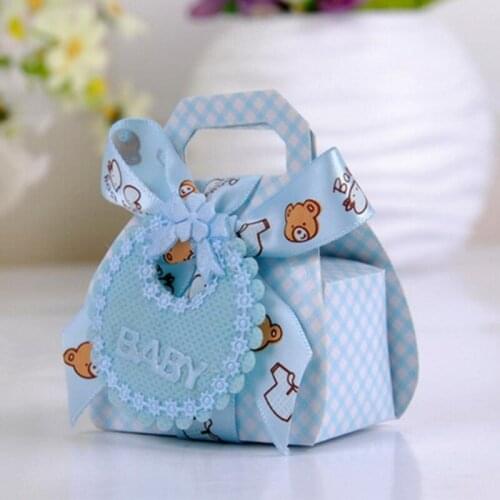 12pcs/lot DIY Ribbon Paper Small Candy Boxes Chocolate Box for Guest Kids Birthday Party Baby Shower Gift Package Box