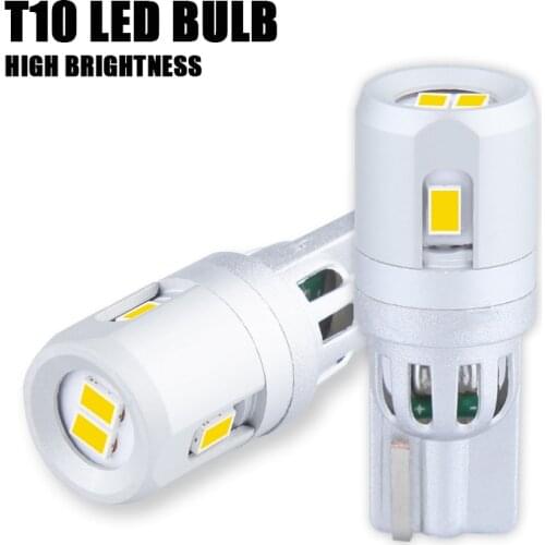2Pcs 12V 6000K W5W LED High Performance 1:1 Design Car Bulb White Singal Light 3020 Chip 5SMD T10 Turn Light Avoid Poor Contact