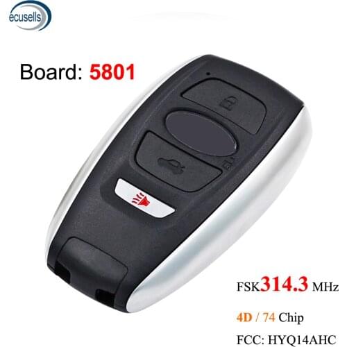3+1 Button FSK314.3 MHz Keyless Smart Remote Key Board 1451-5801 4D Chip For Subaru Crosstrek Forester Impreza FCCID: HYQ14AHC