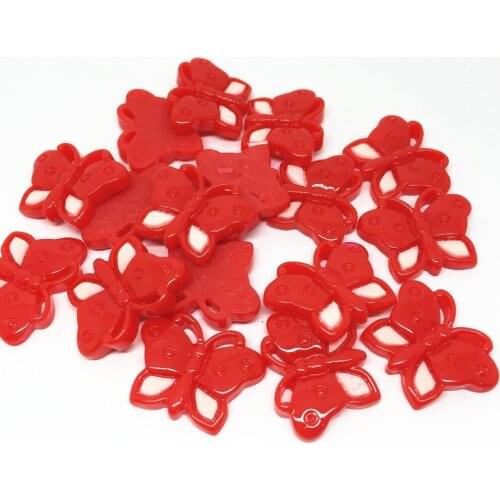 50pcs 25MM Red Resin Butterfly Flatback Cabochons DIY Crafts For Cardmaking Embellishments SCRAPBOOKING