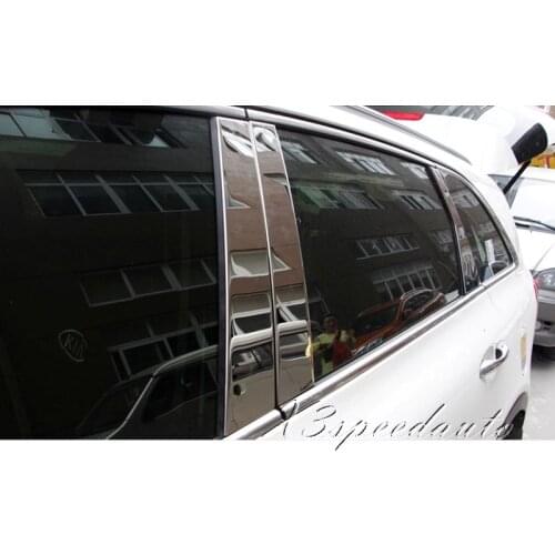 Stainless Steel 6PCS Side Door Window B Pillar Cover Protector Trim For Kia Sorento 2015