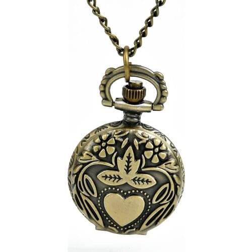 6044 Vintage Leaf Flower Pocket Watch Hollow Hand Wrapping Machine Pendant Necklace Sweetheart Woman Holiday Gift