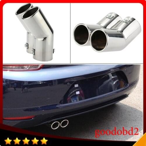 Car Professional Dual Pipes Stainless Steel Exhaust Tail Pipes Muffler Tips for VW Golf 4 Bora Jetta Car Tail Pipes Replacement