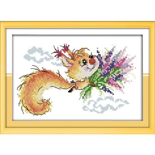 Squirrel 2 cross stitch kit aida 14ct 11ct count printed canvas stitches embroidery DIY handmade needlework