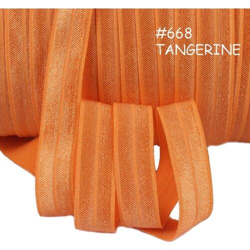 Free shipping #668 tangerine foe, 50 yards/color/roll solid color fold over elastic for garment accessories