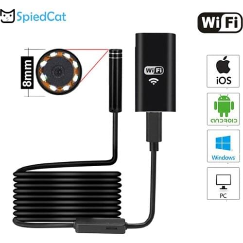 8mm mini Lens Wireless 1/2/3.5/5M Soft Cable WiFi Endoscope Camera Endoscope for Car Pipe Inspection Waterproof USB Snake Cam