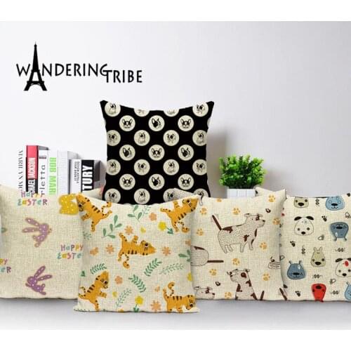 Cartoon Cushion Cover Cat Dog Pillow Case Animal Throw Pillow Covers Linen Pillows 45 * 45 Custom Quality Living Room Cushions