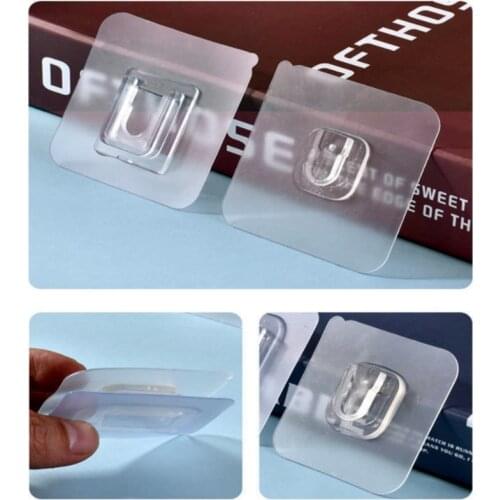 Double-Sided Adhesive Wall Hooks Hanger Strong Transparent Hooks Suction Cup Sucker Wall Storage Holder For Kitchen Bathroo