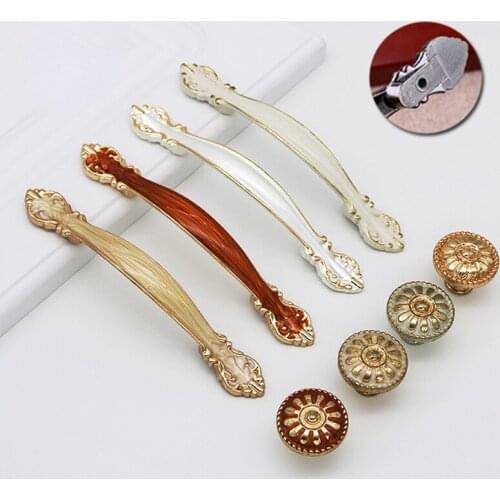 European Simple Zinc Aluminum Alloy Handle Green Ancient Amber Wardrobe Drawer Cabinet Door Furniture Handles Hardware Knobs