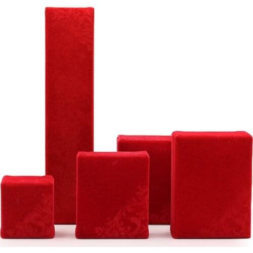 Red Embossed Flannel Wedding Ring Jewelry Storage Box for Femal Earring Necklace Bracelet Display Case For Girl Birthday Gifts