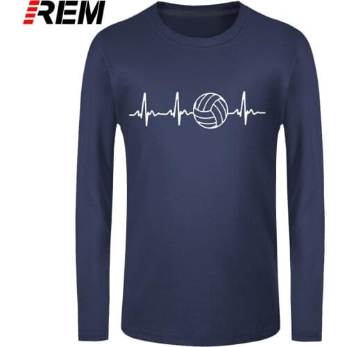 REM long sleeve tee Summer New Men Love Volleyballer T Shirt long Sleeve O-Neck Cotton T-shirt Mens Clothing Tops Loose Size