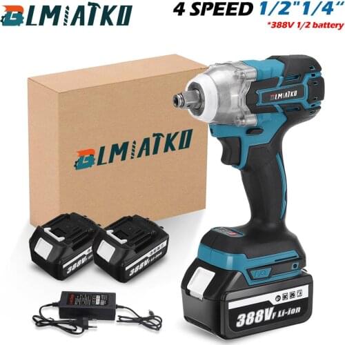 BLMIATKO 388V Brushless Electric Impact Wrench with 1/2 Rechargeable Battery 1/2 inch Wrench Hand Drill Installation Power Tools