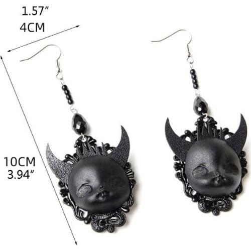 Gothic Lolita Black Earrings Devil Death Witch Drop Earrings Halloween Jewelry Dropshipping