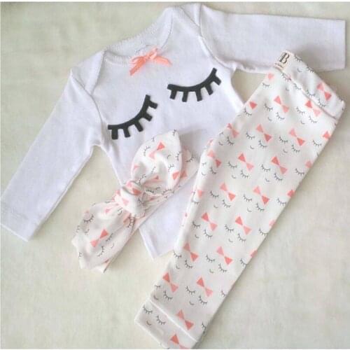 Baby Girls Hip Climbing Rompers New Three-piece Sets Spring Autumn Pants and Hair Band Suit with Climbing Pants Suit