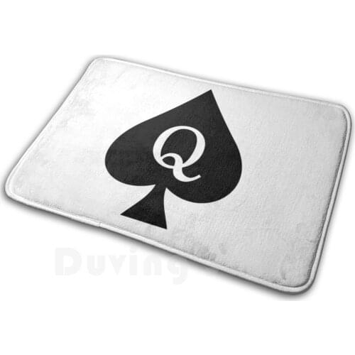 Queen Of Spades ( White ) Mat Rug Carpet Anti-Slip Floor Mats Bedroom Cuckold Hotwife Cuck Queen Of Spades Cuckqueen Swinger
