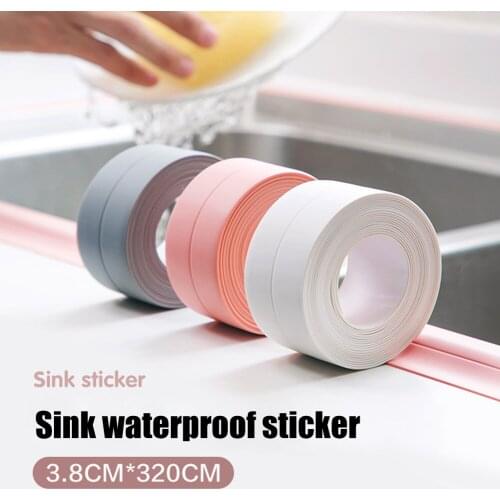 3.2m Kitchen Waterproof Tape Sink Bathroom Sealing Tape Bathroom Anti-mold Adhesive Tape Self-adhesive Waterproof Wall Stickers