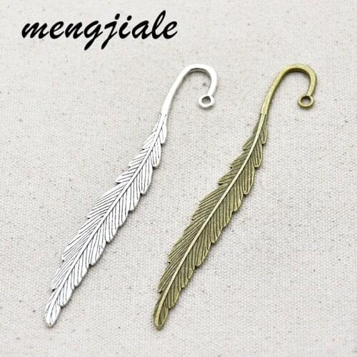 2pcs Hot Sell Vintage Metal Big Feather Leaf Bookmarks Charms Pendant For DIY Making Alloy Handmade Finding Jewelry