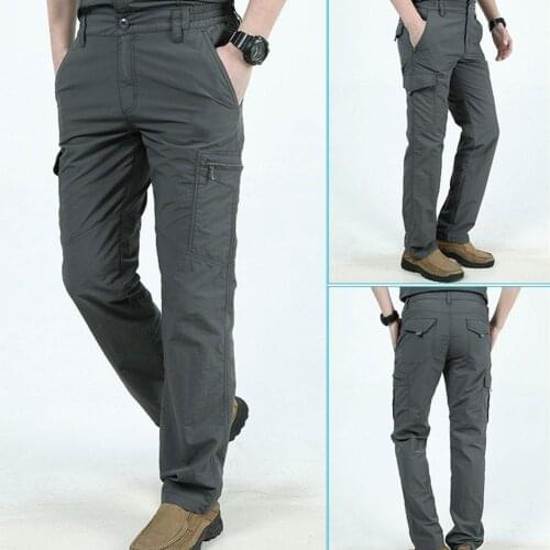 Multi-pocket Pants Mens Quick-drying Loose Trousers Light Weight Hiking Outdoor Joggers Pants Male Trousers Mens Sweatpants