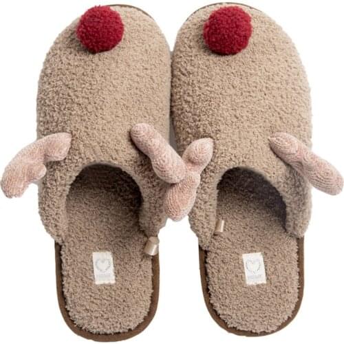 Cartoon Fashion Indoor Women Slippers Warm Christmas Plush Ladies Casual Slippers Plus Velvet Halloween Non-slip Unisex Slippers