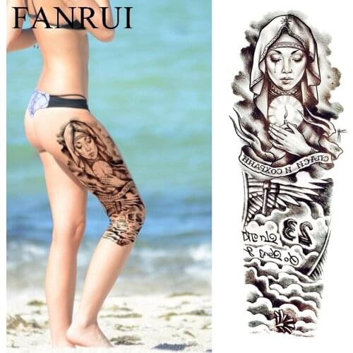 Tear Nun Prey Tamporary Tattoo Stickers Women Summer Style Water Transfer Tattoo Full Arm Body Art Fake Tatto Girls Legs Decal