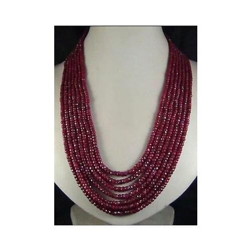 NEW NATURAL 7ROW 2x4MM RUBY FACETED BEADS NECKLACE 17"-22"INCH