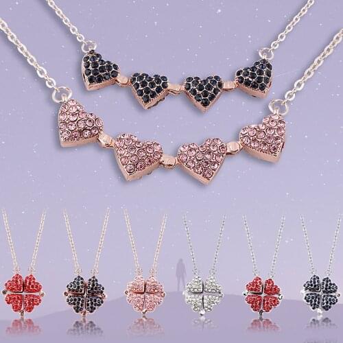 Fashion Openable Four Hearts Necklace Pendant Clover Clavicle Chain Ladies Girl Birthday Mother Day Gift Direct Sales
