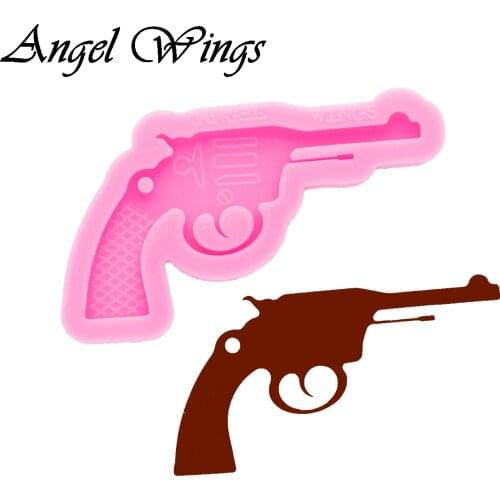 Gun Keychain Silicone Molds DIY Necklace Jewelry Shiny Epoxy Resin Mould Custom Wholesale DY0553