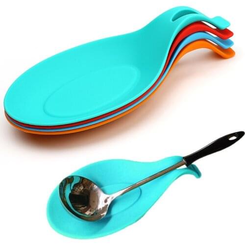 Cooking Tool Spoon Holder Random Color Baking Spoon Soup Pad Rest Heat Resistant Food Grade Silicone
