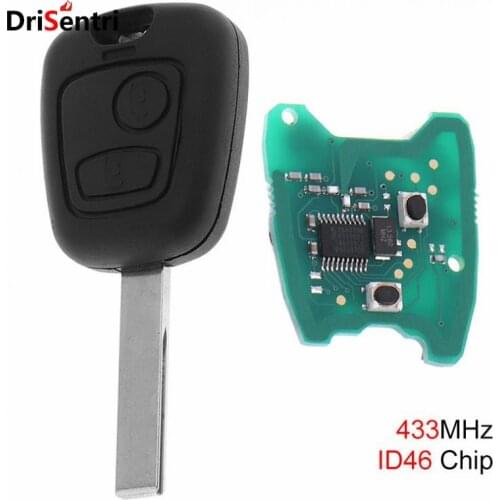 433MHz 2 Buttons Remote Car Key ID46 Chip and HU83 Blade for Citroen 73373067C / Peugeot 307 2000-2017 Electronics a Battery