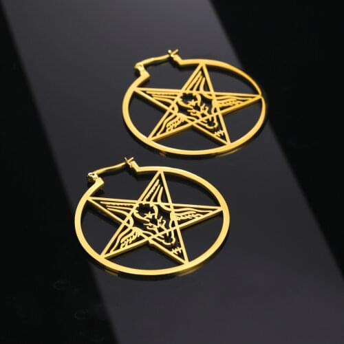 Gothic Satanic Pentagram Earrings Large Talisman Baphomet Satan Drop Earrings Satanic Witch Stainless Steel Jewerly for Women